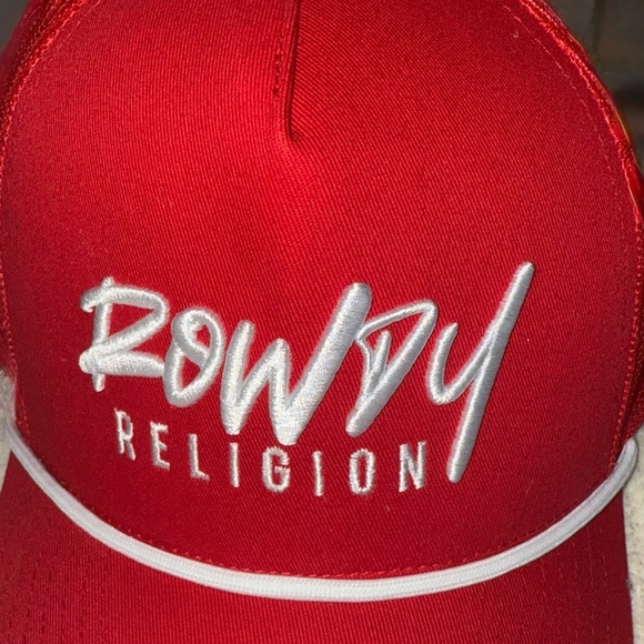 New Rowdy Religion Red Trucker Hat - Picture 3 of 4